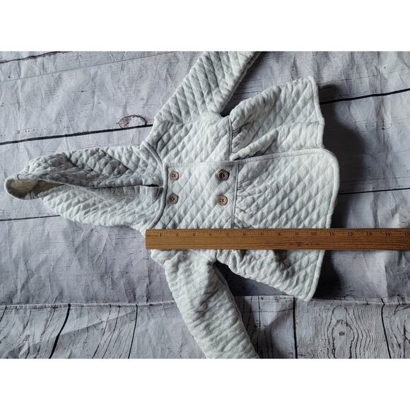 Carter’s Baby Girl 18M Quilted Heather Gray Pea Coat Jacket Hood Button - Picture 3 of 6